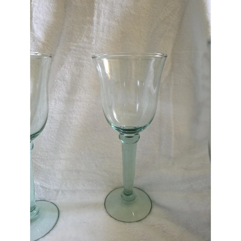 Vintage La Mediterranea Recycled Glass Goblets - Set of 4, Seafoam Green